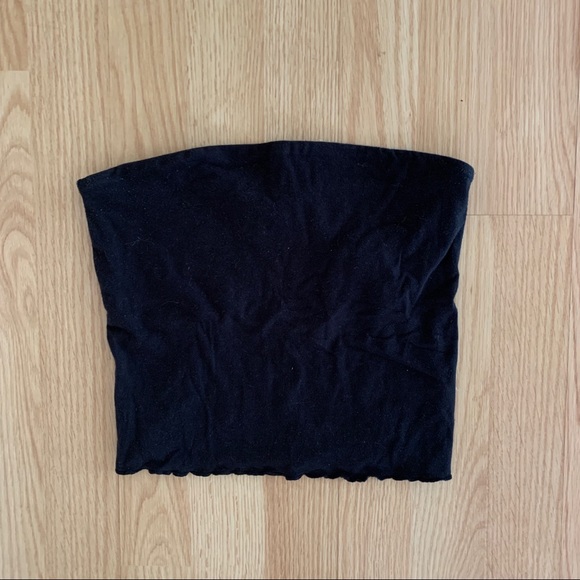 Pacsun Black Lettuce Edge Tube Top - Picture 1 of 4
